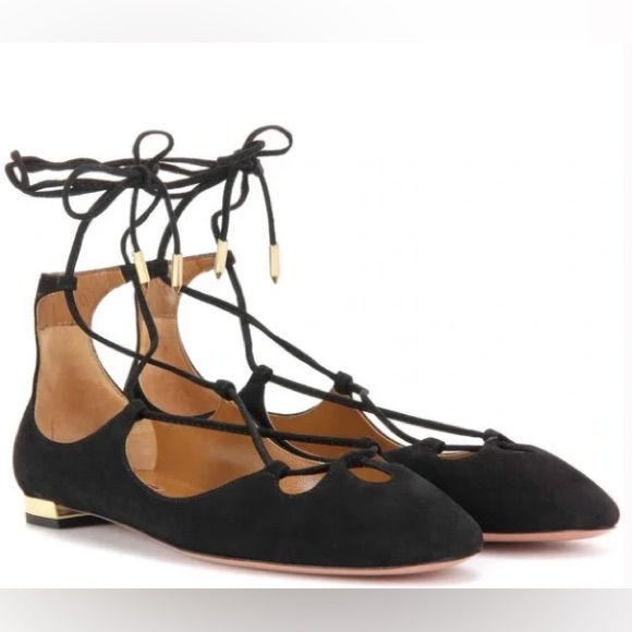 Aquazzara Elegant Black Suede Lace-Up Women's Shoes